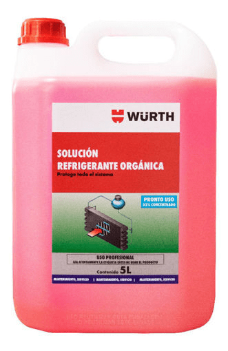 Wurth Refrigerante Inorg.33% Rojo 5L