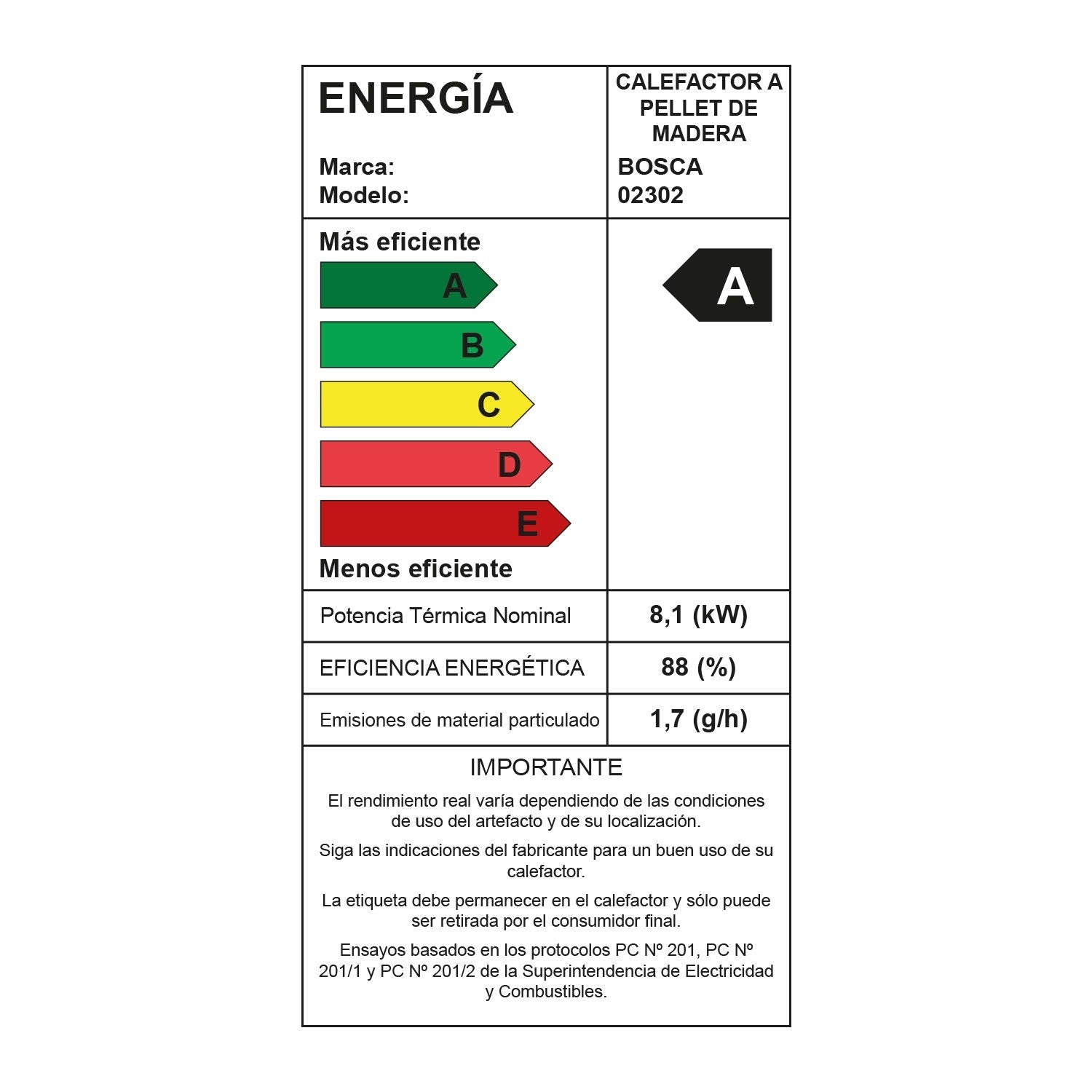 BOSCA CALEFACTOR PELLET ECO SMART BURDEO
