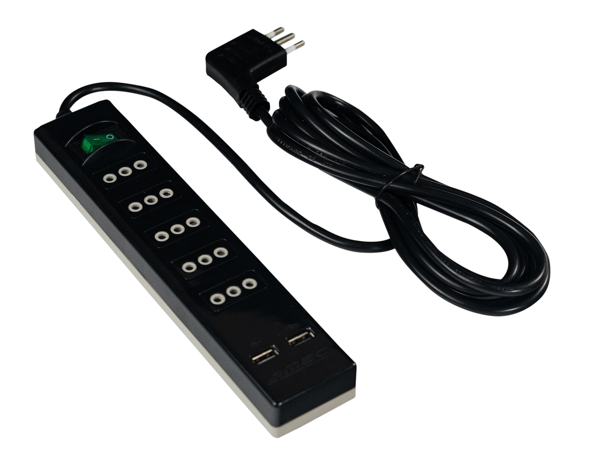 Mec Alargador Zapatilla 5 Puertos +2 Usb 5mts Negro