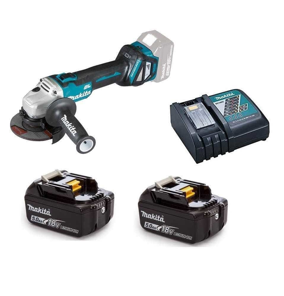 Makita Esmeril Angular Inalambrico 4-1/2 + 2 Baterias 3ah  Dga458rfe