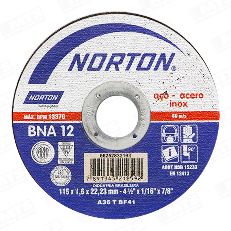 Disco Cortar  Ac.Inox 4,5" 1,6Mm  Norton