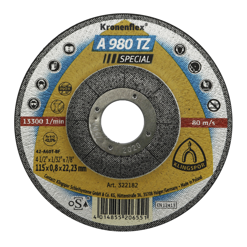 Klingspor Disco Cortar Esp.4,5"0,8 Mm A980T 322182