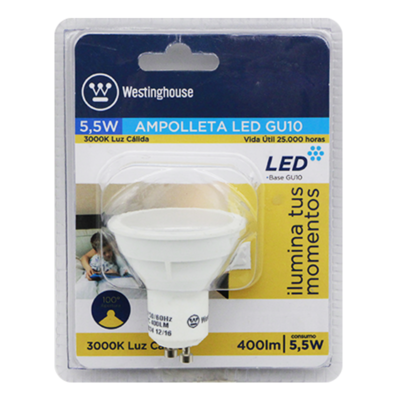 AMPOLLETA LED WEST GU10 5W LUZ CALIDA