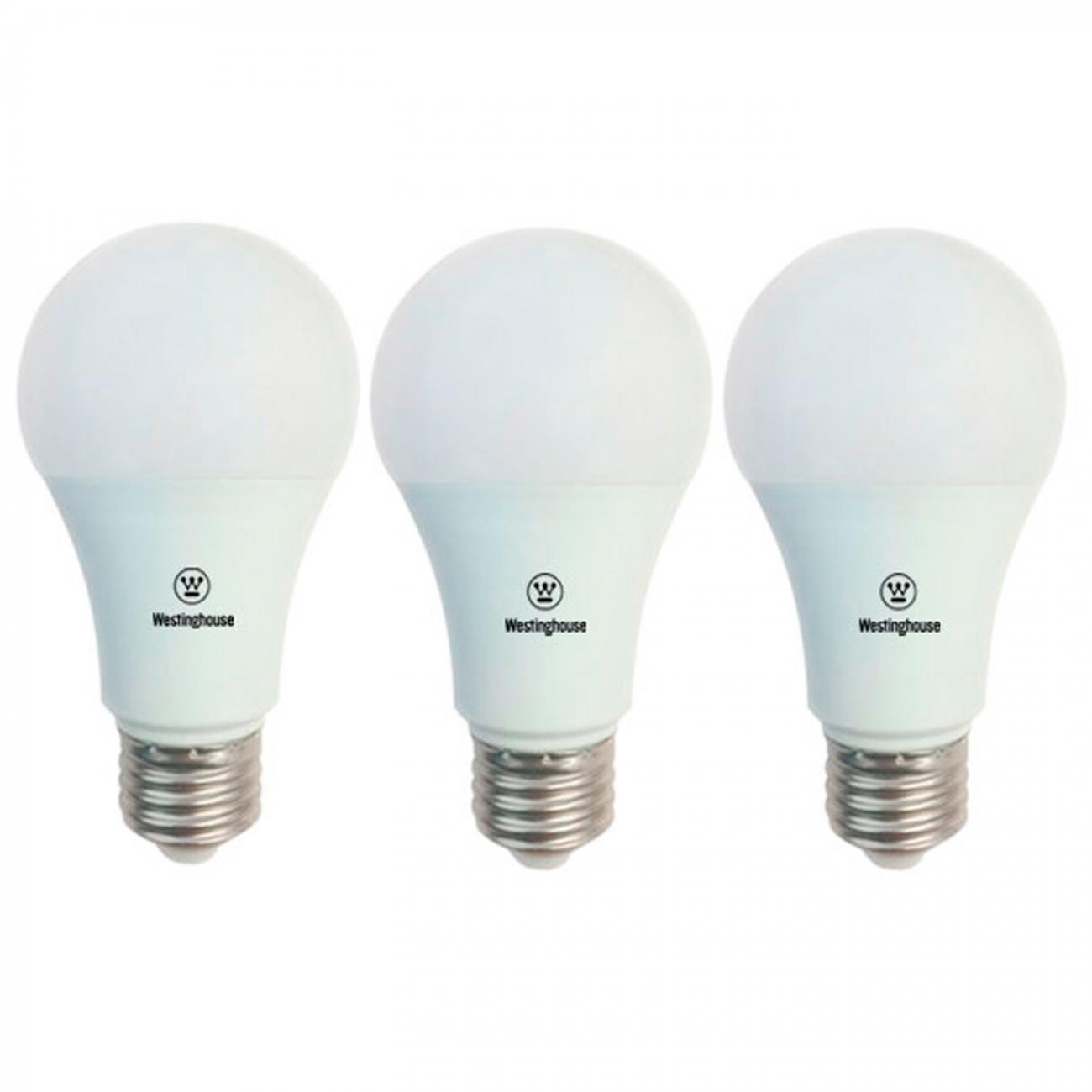 Pack 3 Ampolletas  West Led Bola A60 9W E27 Luz Calida