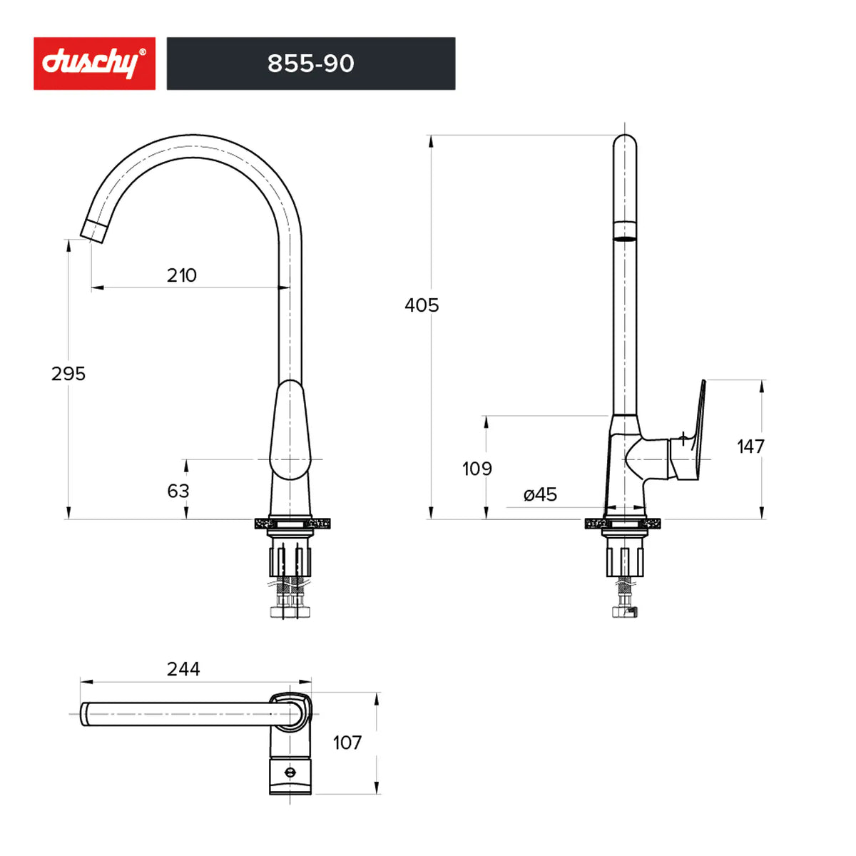 Duschy Monomando Lavaplato Aren Gun Metal 855-90