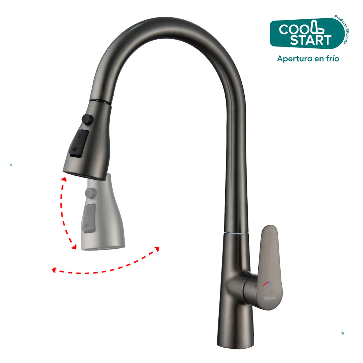 Duschy Monomando Lavaplato Extraible Gun Metal 860-90
