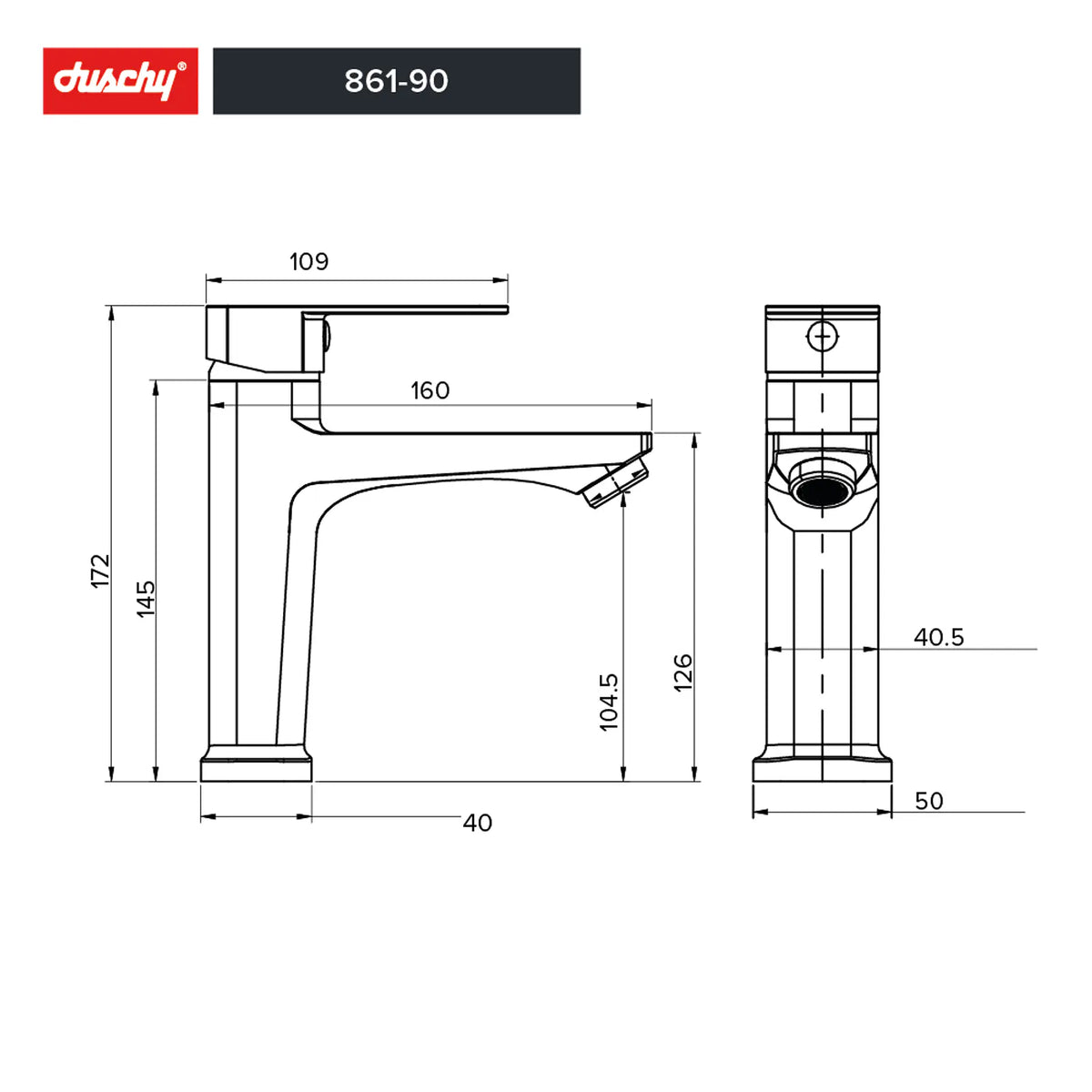 Duschy Monomando Lavamano Compass Gun Metal 861-90