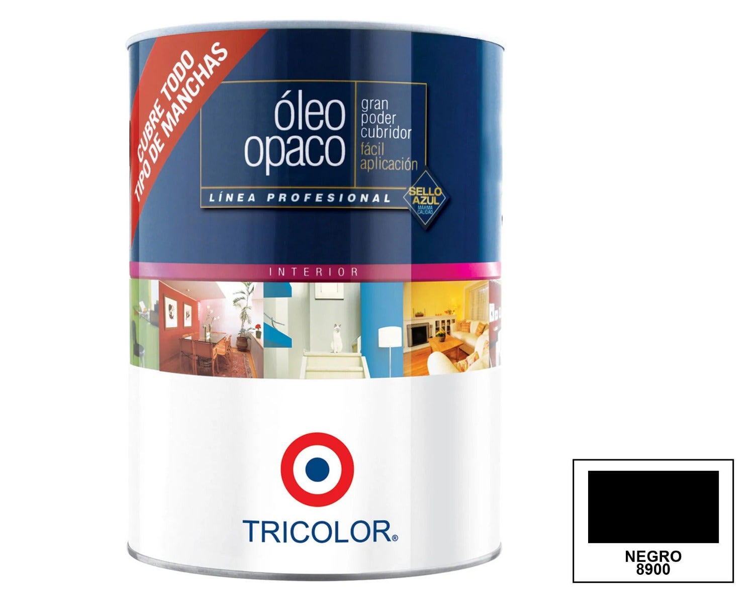 Tricolor Oleo Opaco Profesional Negro 1/4Gl
