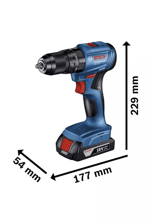 Taladro Percutor Inalambrico Bosch  Gsb 185-li +2 Bat+carg