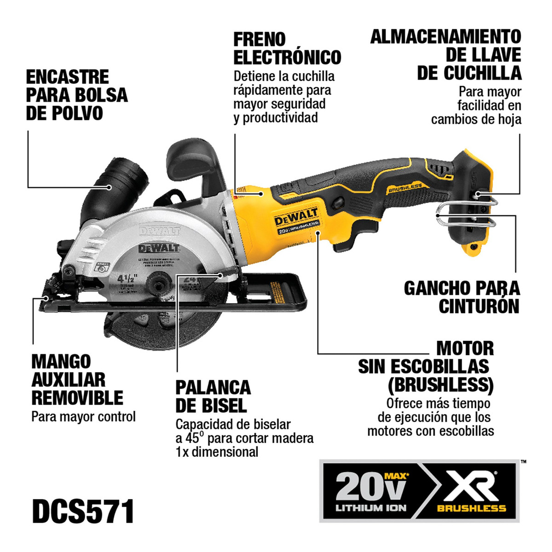 Dewalt  Sierra Circular 20V 4-1/2" Atomic Dcs571B