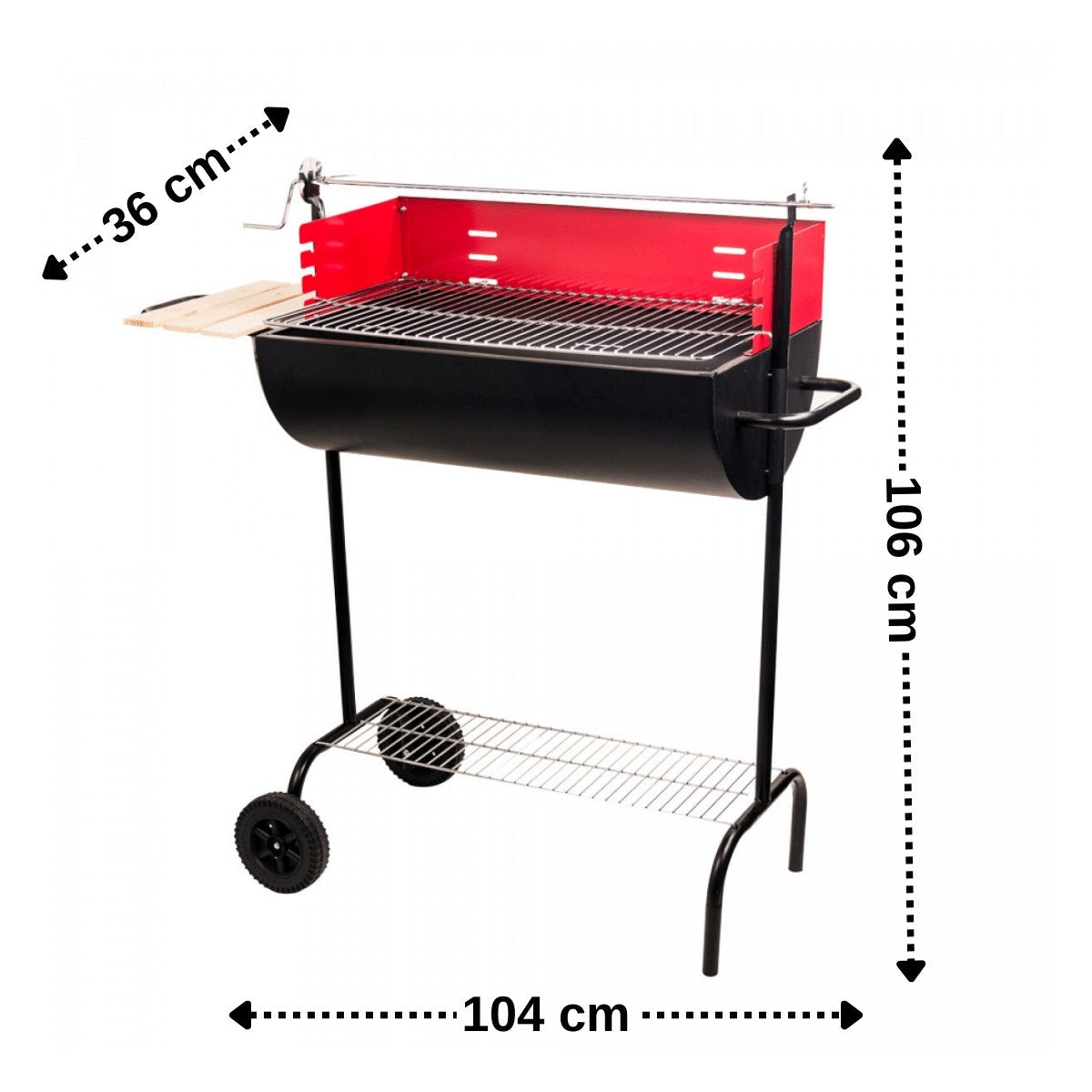Parrilla  1/2 Tambor C/Ruedas 104X36X106 Cm