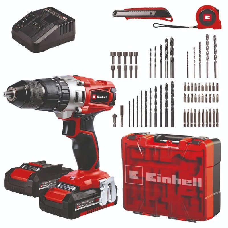 Einhell Taladro Percutor Inalambrico con Accesorios 4514221  TE-CD 18/2 Li-i +6