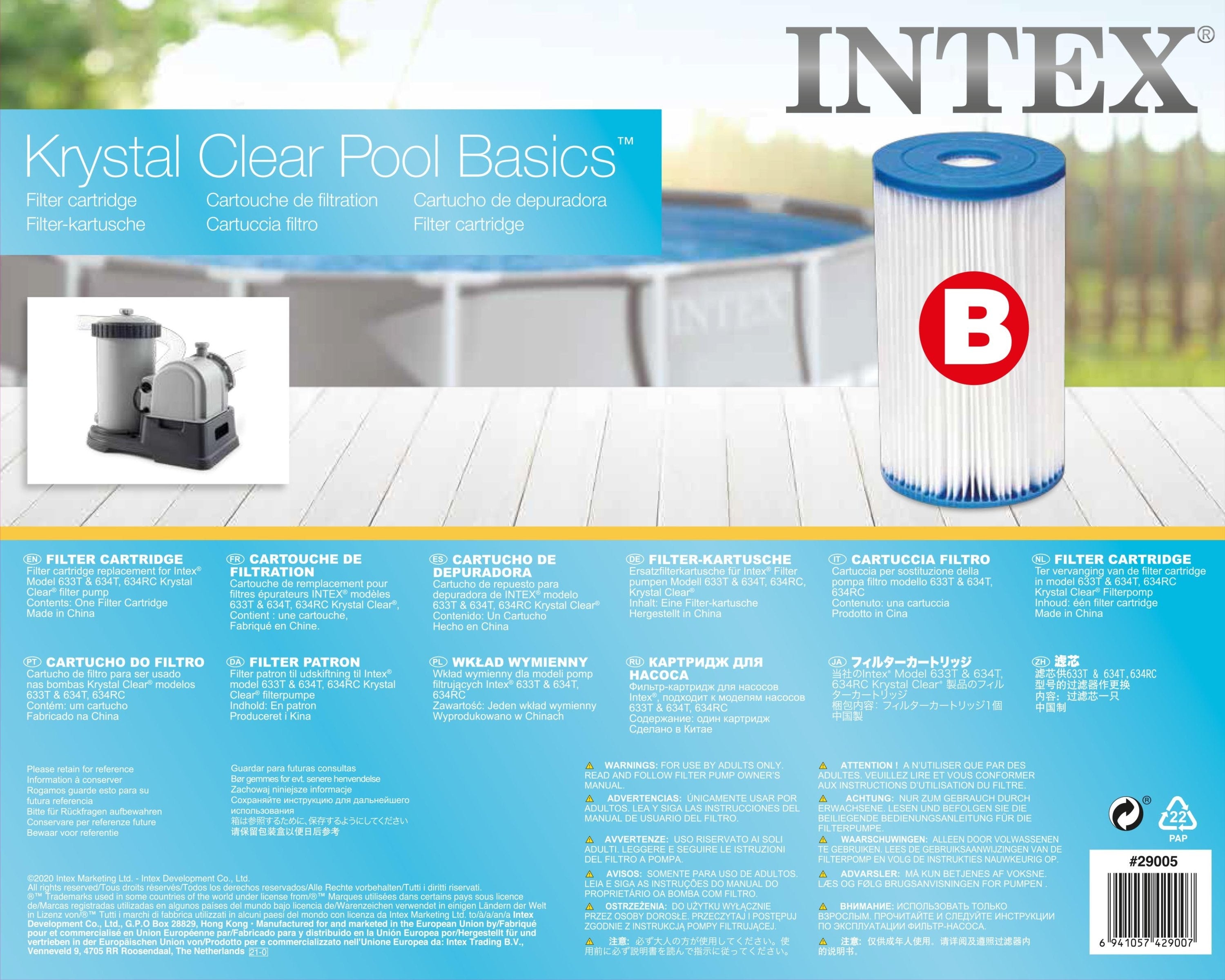 Intex Cartucho Filtro Tipo B 29005