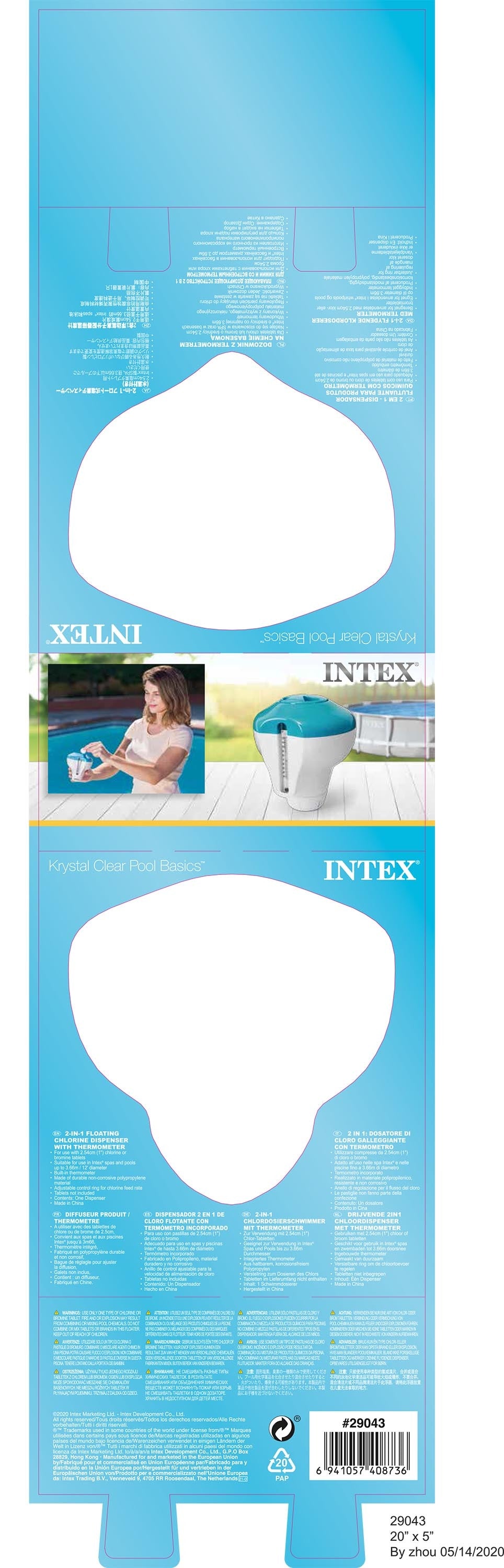 Intex Dispensador Tableta Cloro Ctermom 2-En-1 29043