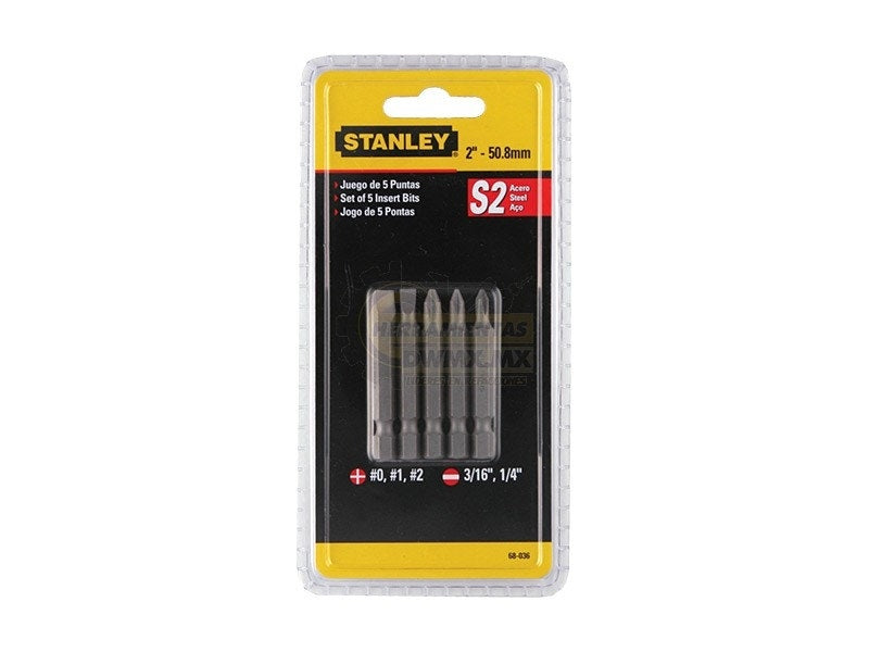 Stanley Juego 5 Puntas Atornillador . 2 - 2" 68-024