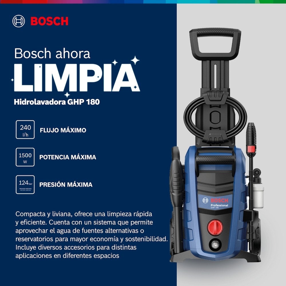Bosch Hidrolavadora Ghp 180/124 Bar 1500w