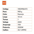 Oca Alargador Electrico Naranjo 10mts Me-1210
