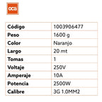 Oca Alargador Electrico Naranjo 20mts Me-1220