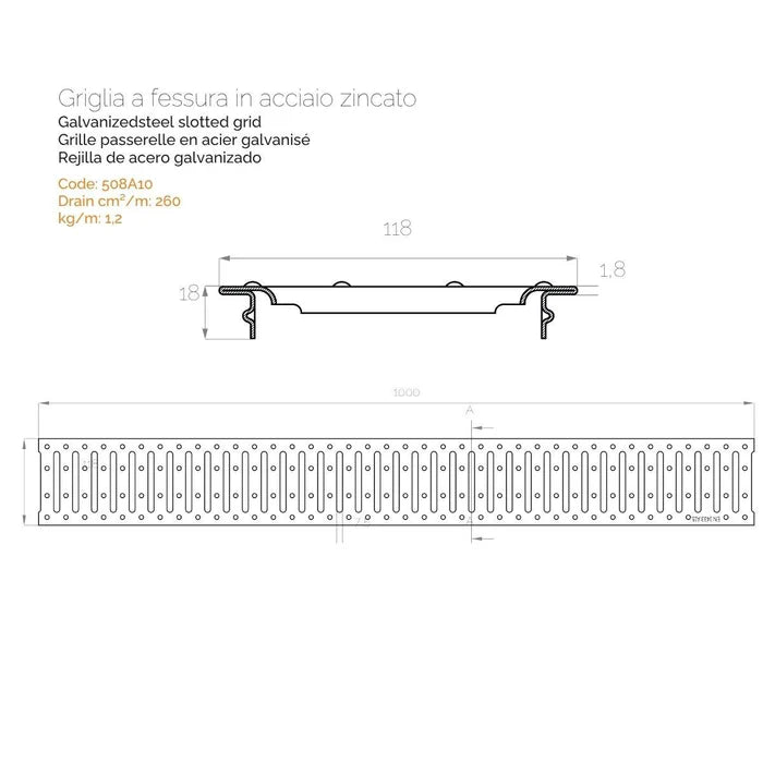 Canaleta Poliprop+Rejilla Galv.+P/Fi