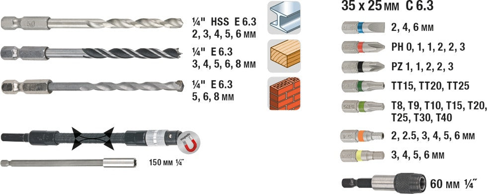 Kwb Set Puntas-Dados-Brocas Y Adap 67Pz 49106300