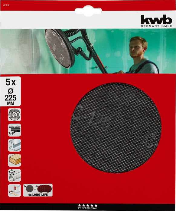 Kwb Set Lija Abrasiva Tc-Dw 225 Mm 49491508