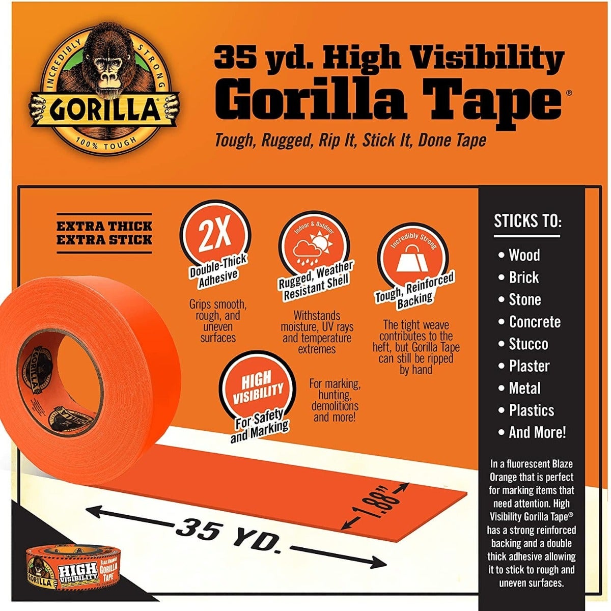 Gorilla Cinta Reflectante Naranja 3 " 1450008