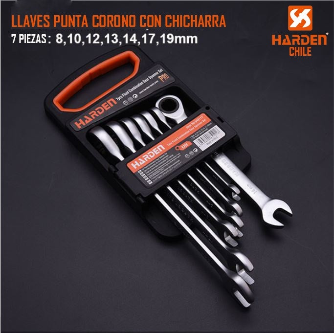 Harden Juego Llave Punta Y Corona  7P C/Chicharra
