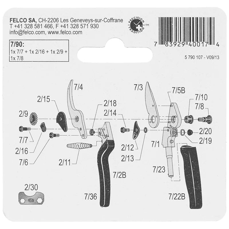 Felco 7/90 �Jgo Pernos Y Tuerca 7,8,9,10,13,19,50,