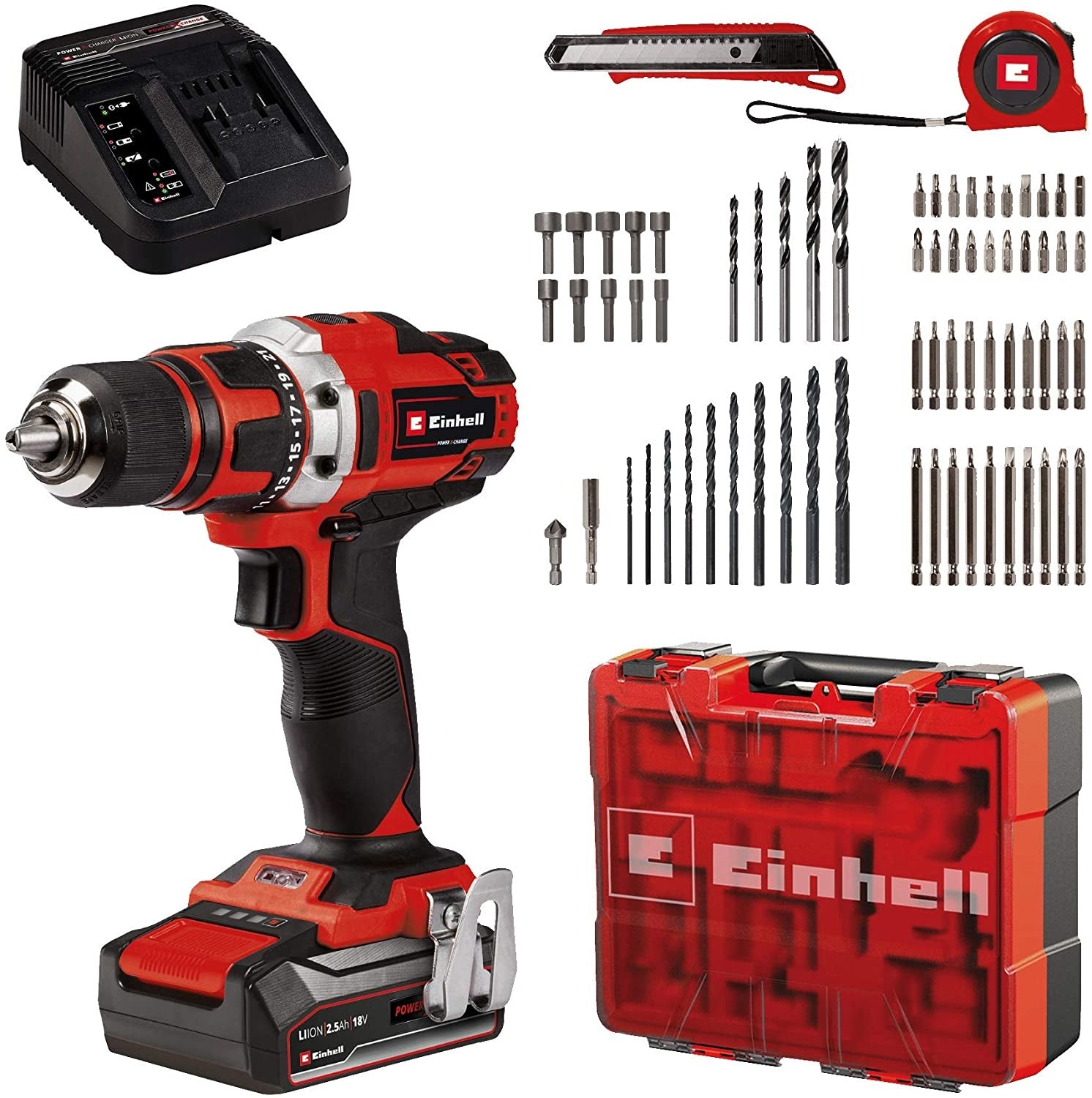 Einhell Taladro Atornillador Inalambrico 18V 451395 Te-Cd 18/2 Li-I Kit