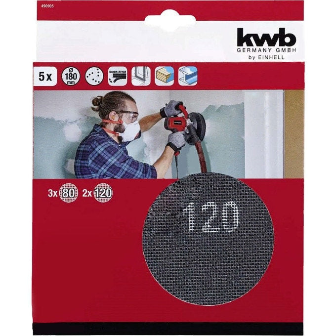 Kwb Set  Lijas Abrasivas 180Mm 5 Pz  49490905
