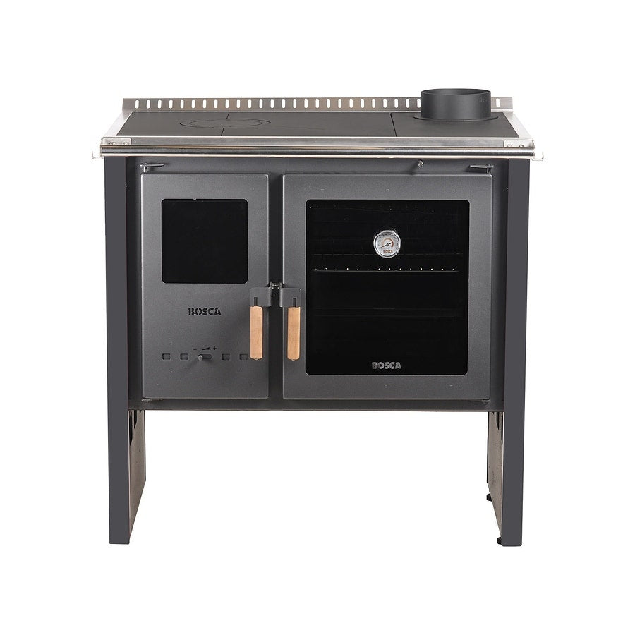 Bosca Pack Cocina Le&ntilde;a Hestia 90 Charcoal + Kit Instalacion