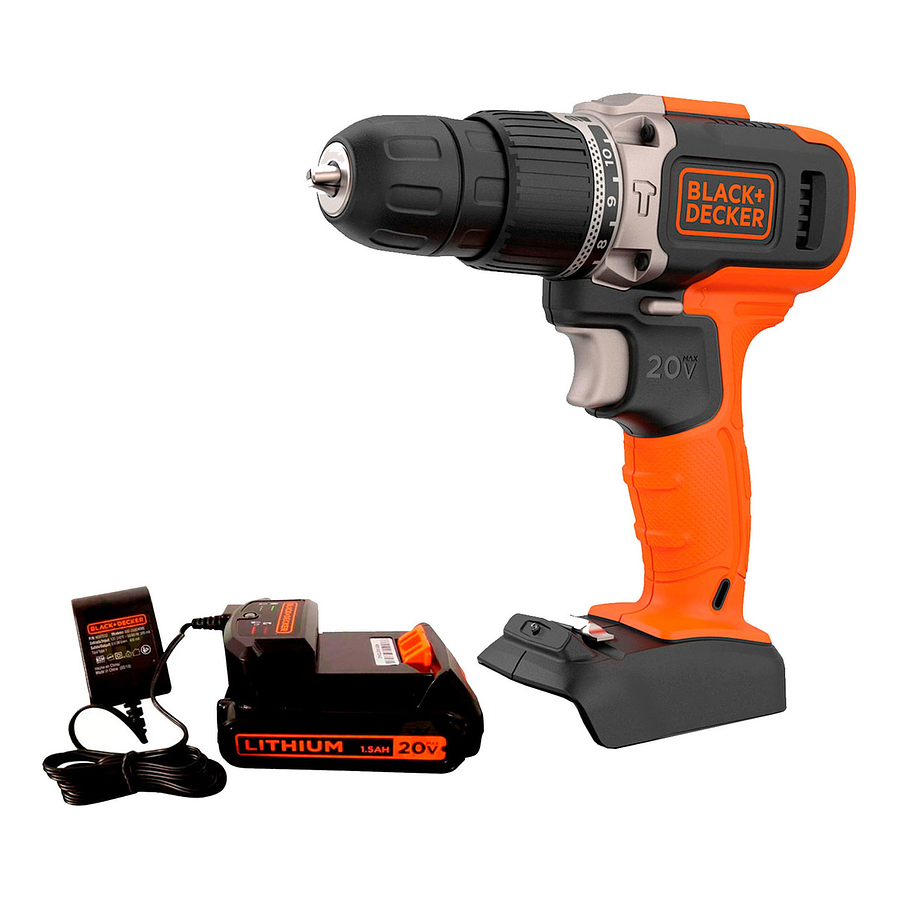 Black + Decker Taladro Inalambrico 20V Percutor Bcd704C1-B2