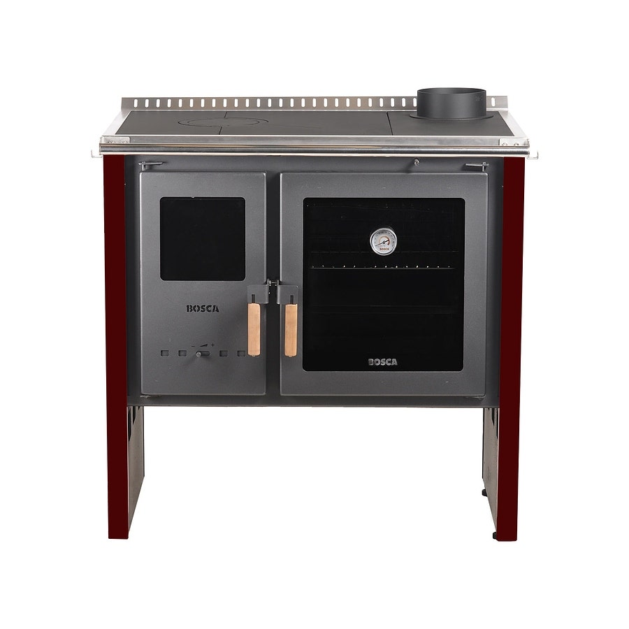 Bosca Pack Cocina Le&ntilde;a Hestia 90 Burdeo + Kit Instalacion