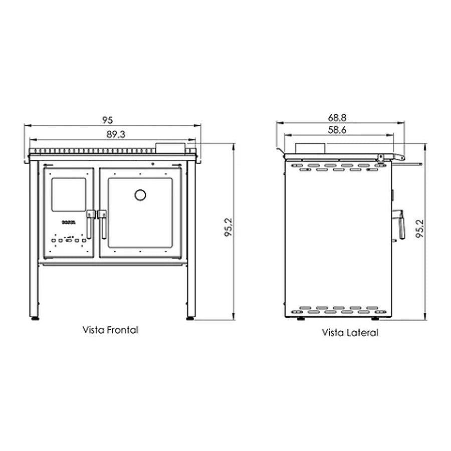 Bosca Pack Cocina Le&ntilde;a Hestia 90 Burdeo + Kit Instalacion