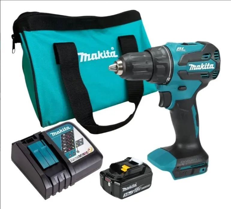 Makita Taladro Percutor Inal&aacute;mbrico 13mm 18v Bateria + Cargador Dhp490rfx