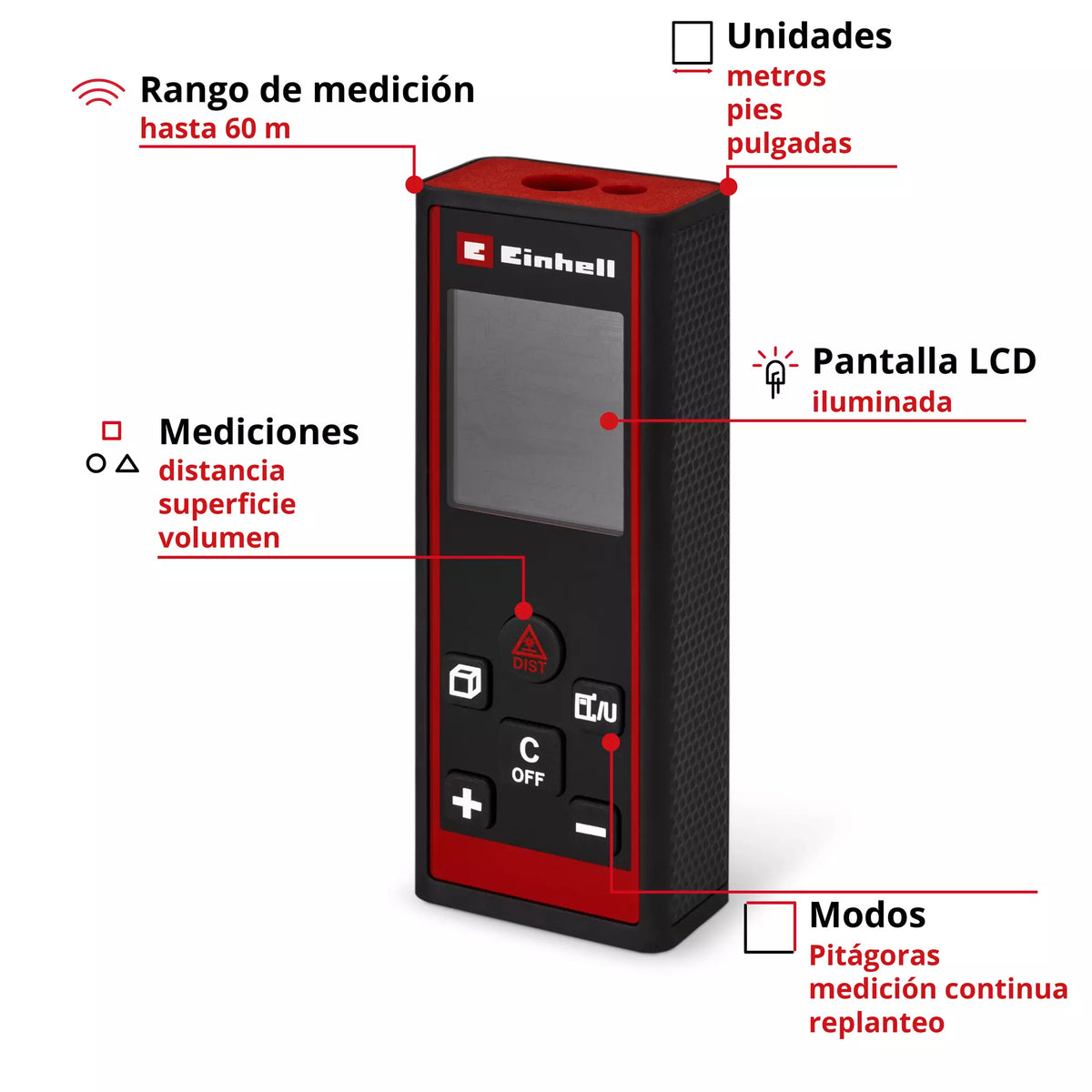 Einhell Medidor Laser 60mts 2270082 Tc-ld 60 R