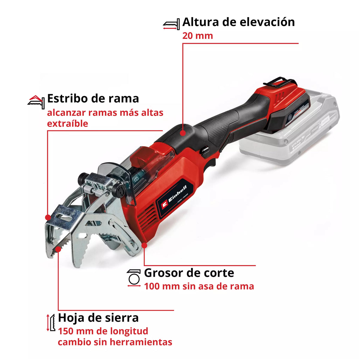 Einhell Sierra Podadora Inalambrico 3408290 Ge-Gs 18/150 Li-Solo
