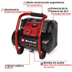 Einhell Compresor Inalambrico 18v  4020415 Te-ac 36/150 Li Of-solo