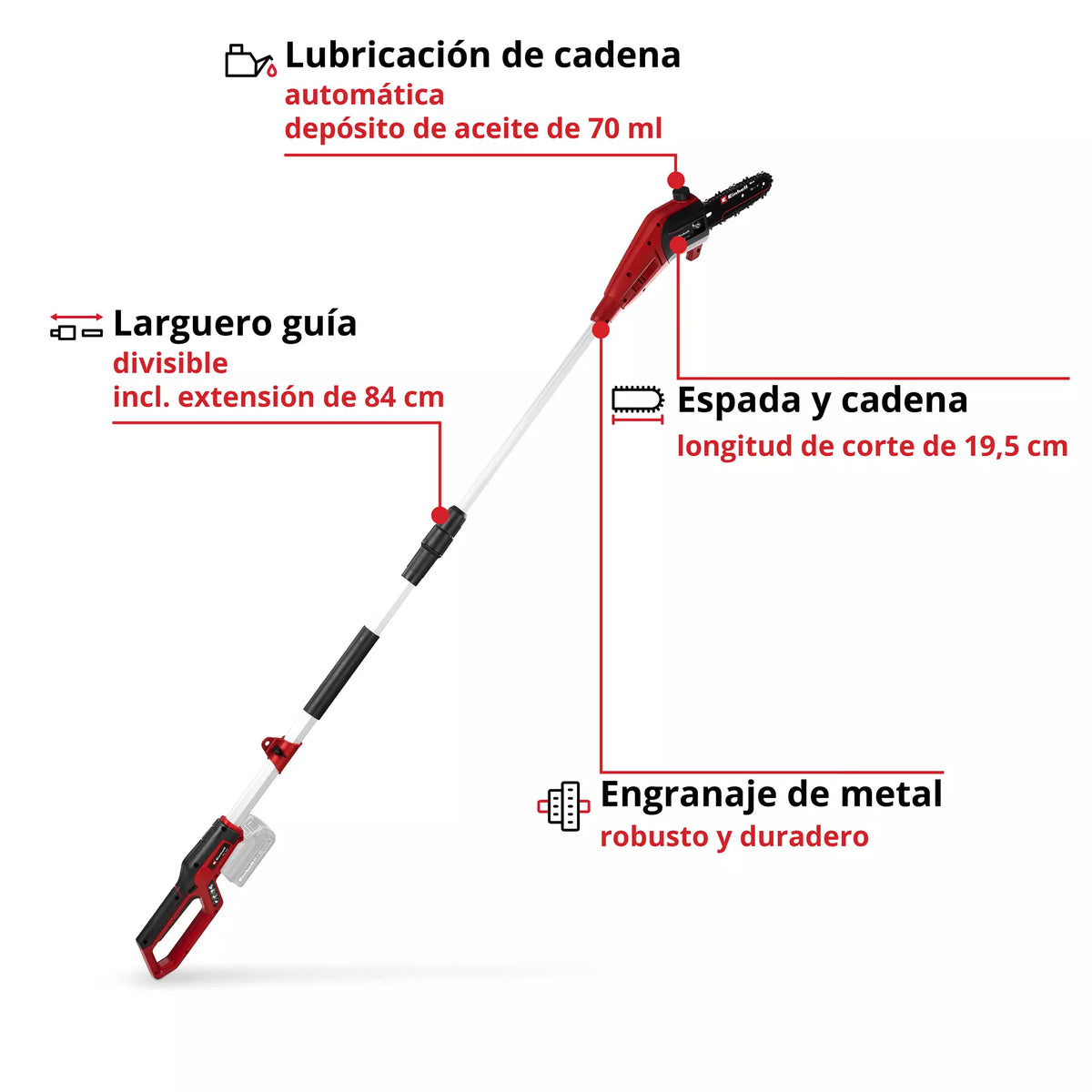 Einhell Sierra Podadora De Altura Inalambrica 3410581 Gc-lc 18/20 Li T-solo