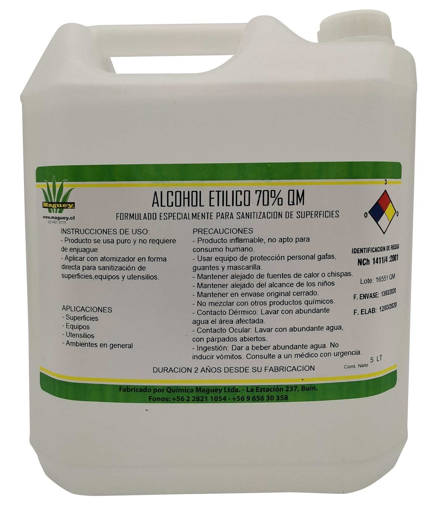 BOT ALCOHOL ETILICO 70 5LT