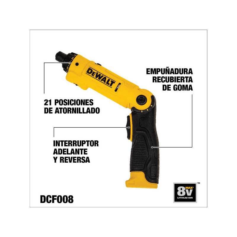 Dewalt  Kit Atornillador Inalambrico 8V Dcf008-B2