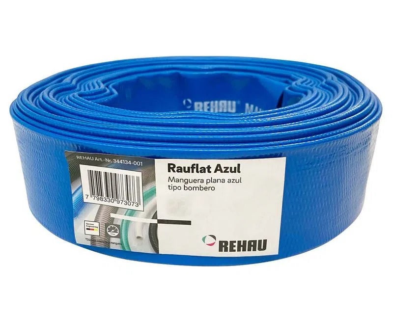 Rollo Manguera Tipo Bombero Rauflat Azul 1 1/2" 5 Bar. 10 Mt