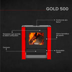 Bosca Estufa A Leña Gold 500 Rojo Black Vision