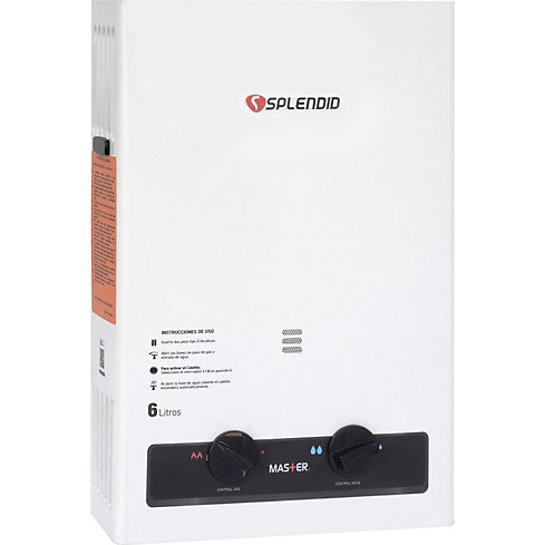 Calefon Splendid Ionizado 6  Lts Master Gas Licuado