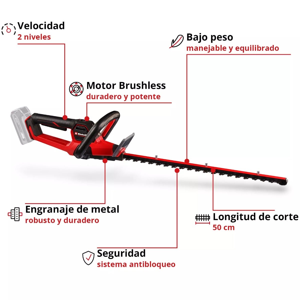 Einhell Cortasetos Inalambrico - Gp-ch 18/50 Li Bl-solo

 - 3410950