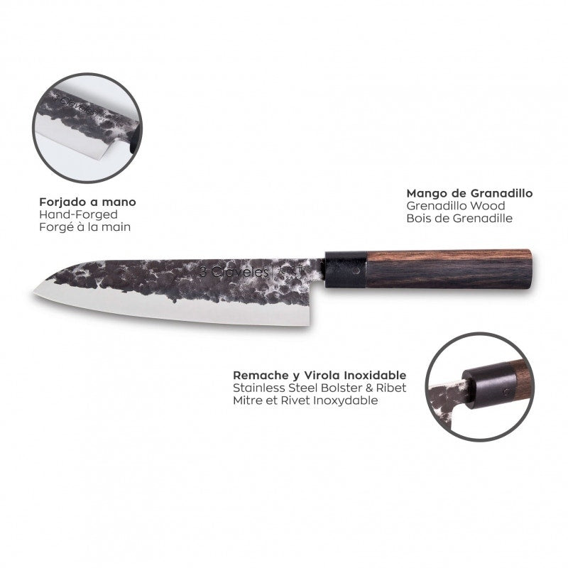Cuchillo Cocina  3 Claveles 1012 Santoku Cocina