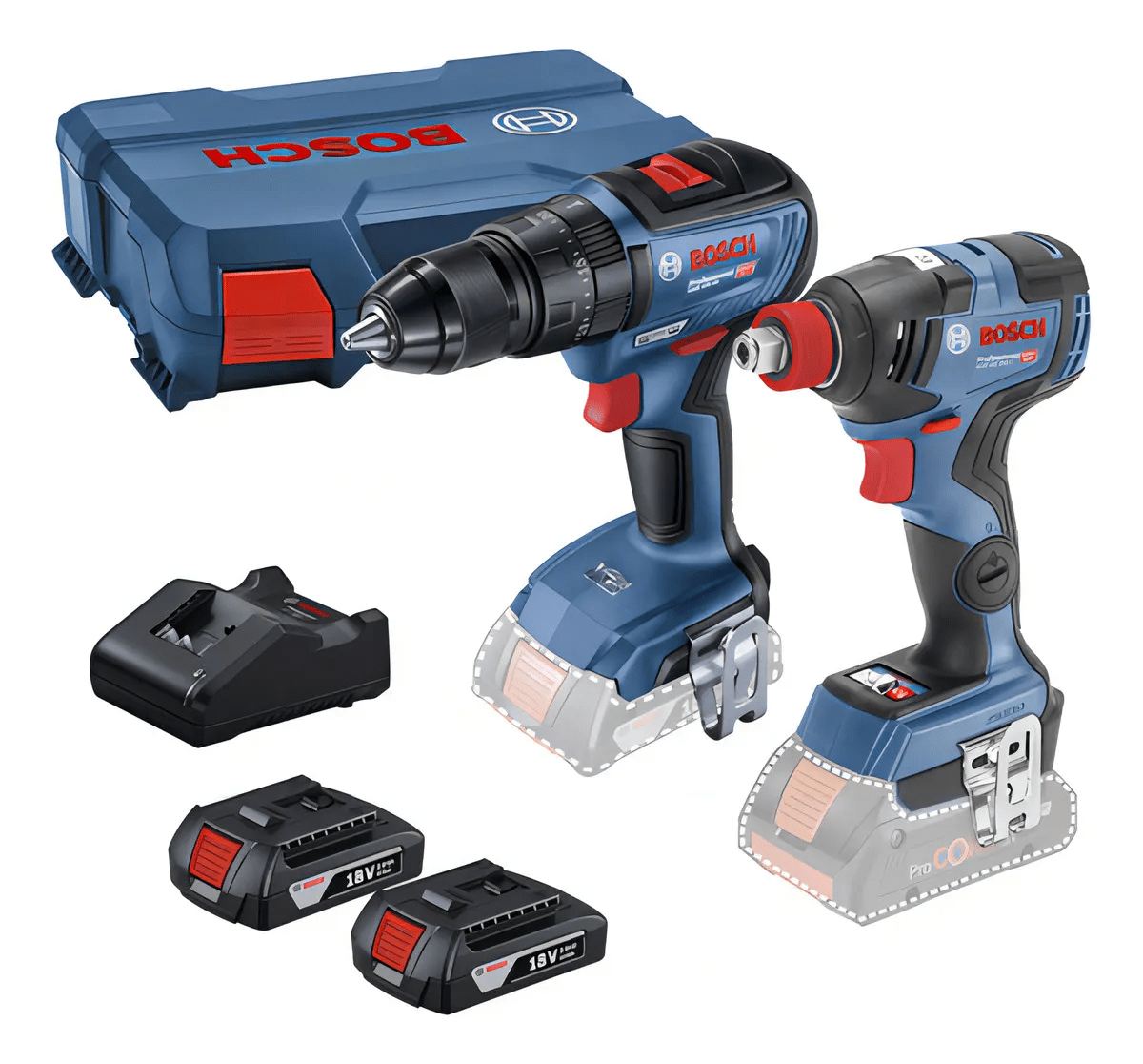Bosch Combo Taladro Percutor + Llave Impacto.+bateria + Cargador