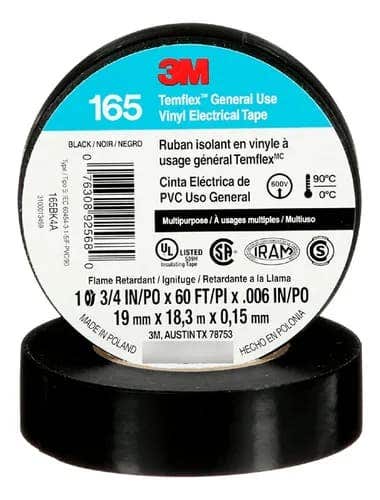 3M Huincha Aisladora 19Mm X 9M Negra Temflex 165