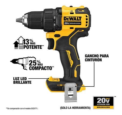 Dewalt Taladro Rotacion Atomic 20V Dcd708D2-B2