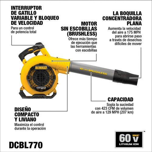 Dewalt Soplador 60V Brushless Max S/B Dcbl770B